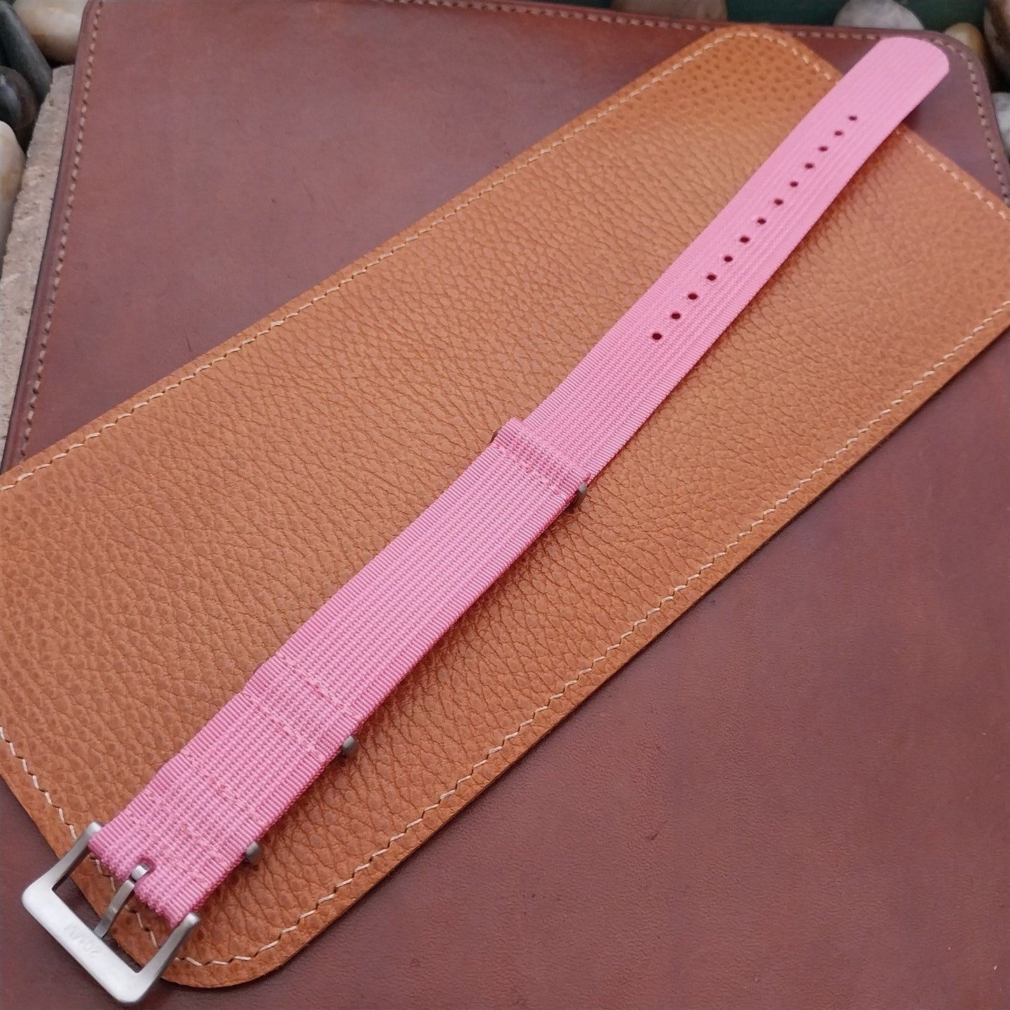 20mm Ribbed Pink Ribbed Nylon Classic G10 Watch Strap