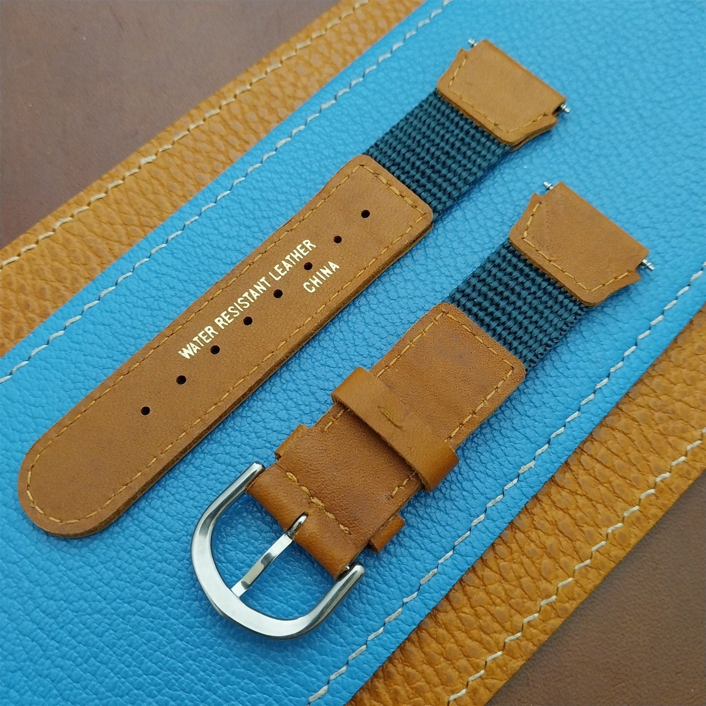 Timex Expedition 19mm Brown Leather Green Nylon Watch Strap