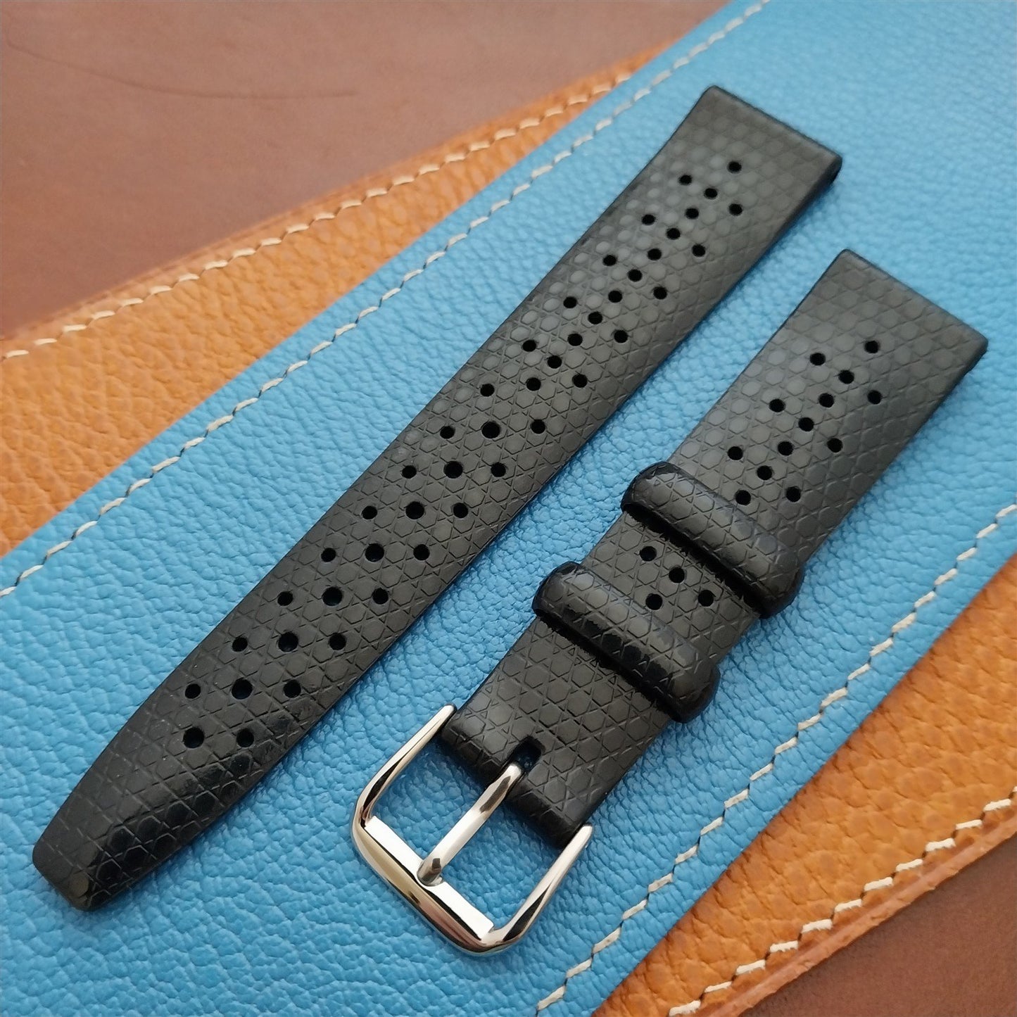 20mm Rubber Black Tropical Vintage Style 1675 GMT Diver Watch Strap