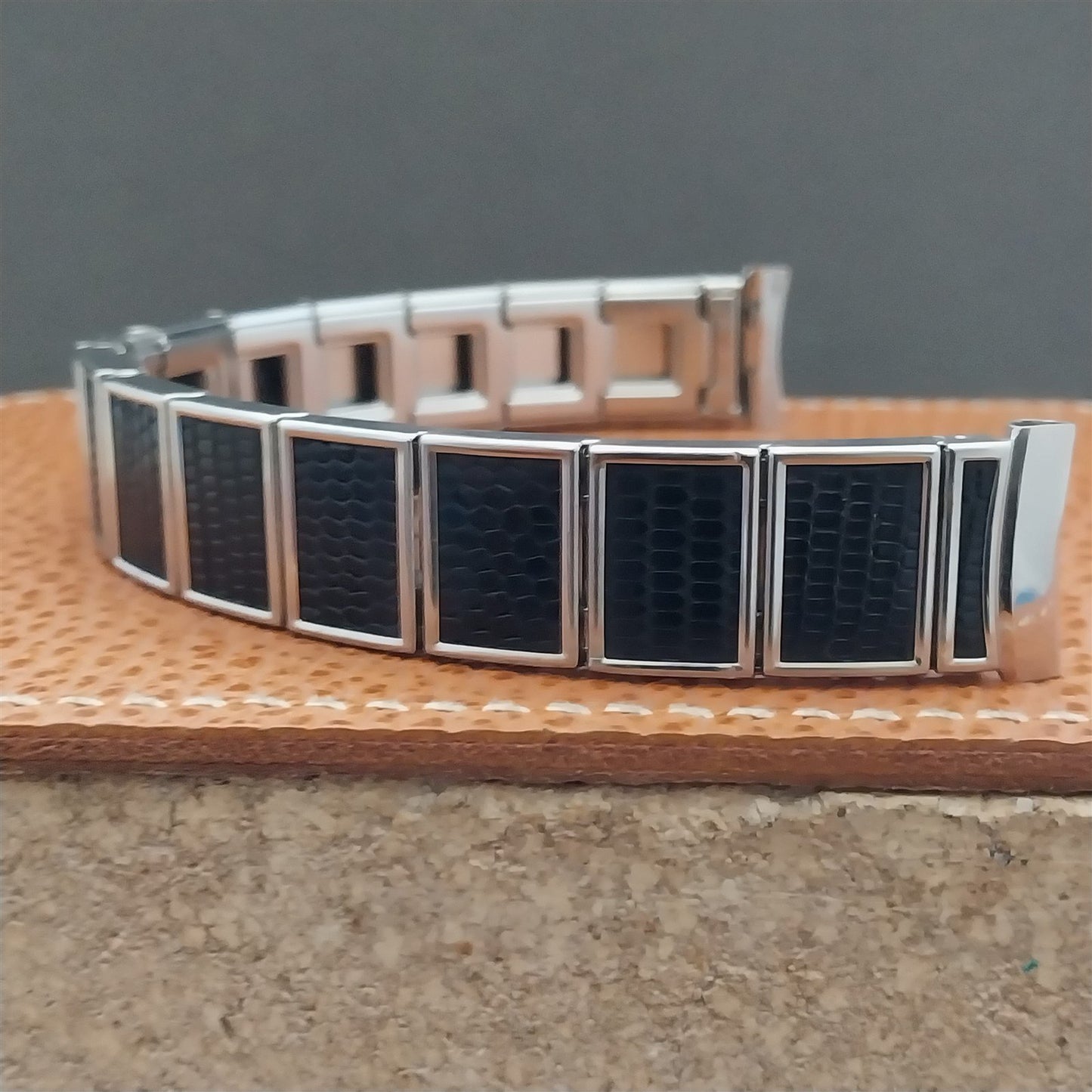 17mm Stainless & Lizard Gemex Caballero Long 1950s Watch Band