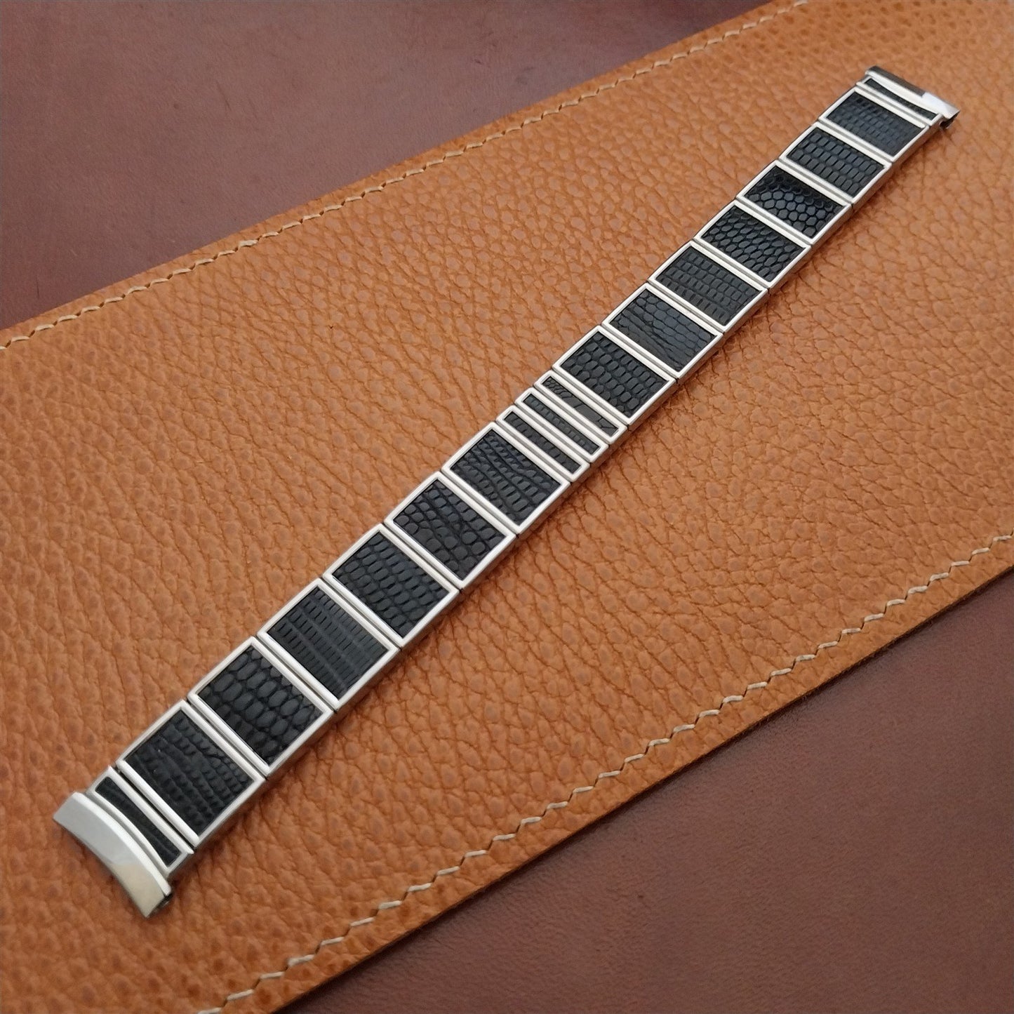 17mm Stainless & Lizard Gemex Caballero Long 1950s Watch Band