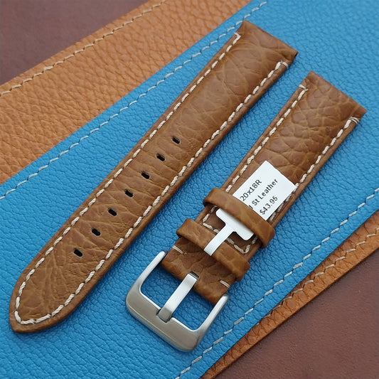 20mm Camel Leather Semi-Padded Tapered 20/18 Watch Strap