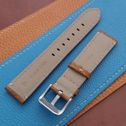 20mm Camel Leather Semi-Padded Tapered 20/18 Watch Strap