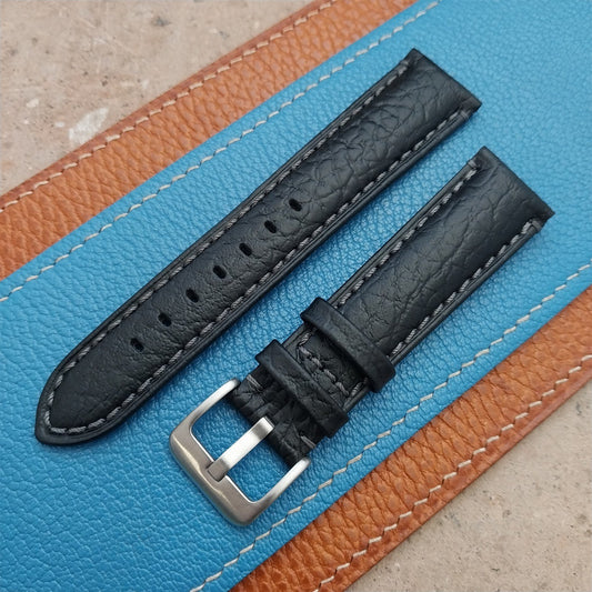 20mm Black Camel Leather Semi-Padded Tapered 20/18 Watch Strap