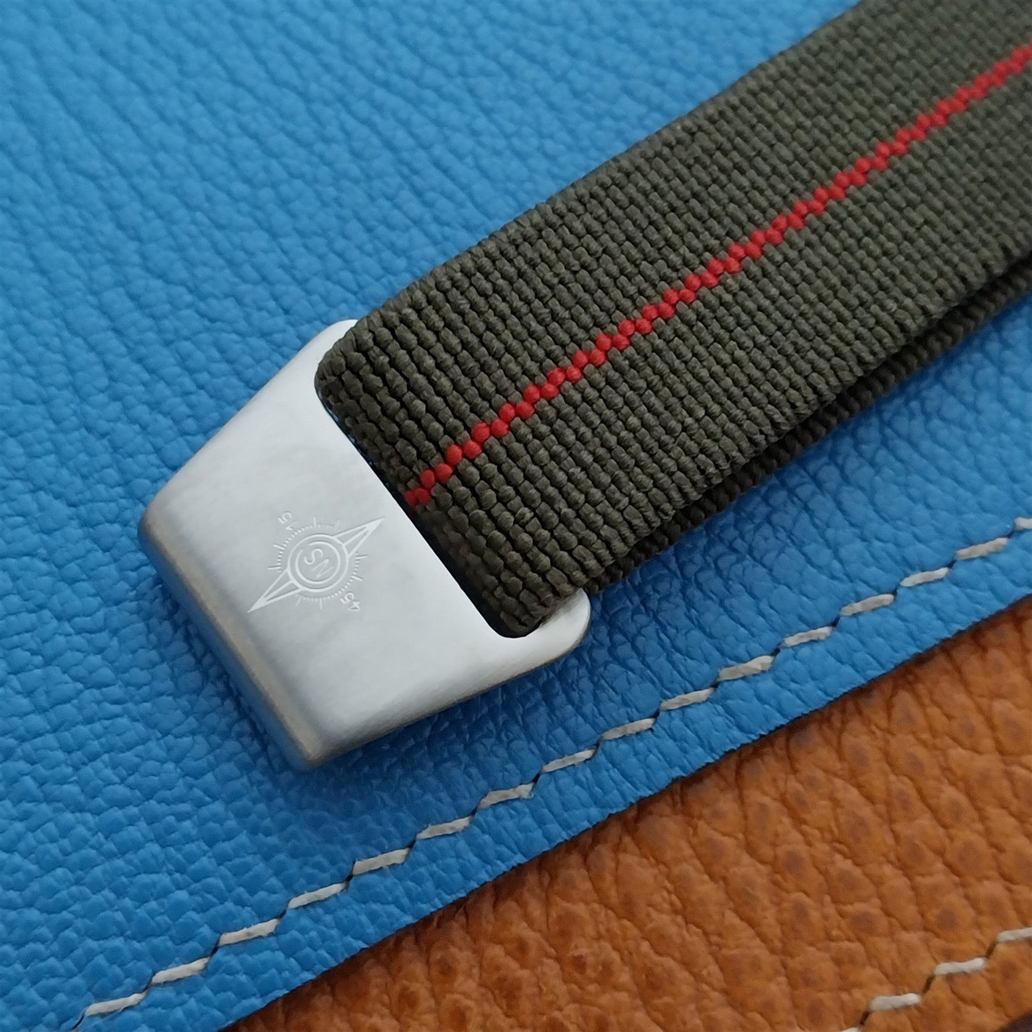 18mm Marine Nationale MN French Parachute Green & Red Elastic Watch Strap