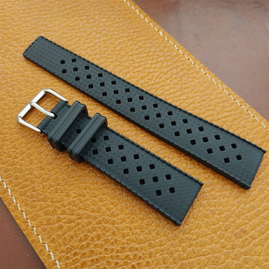 19mm FKM Rubber Black Tropical Vintage Style Diver Watch Strap