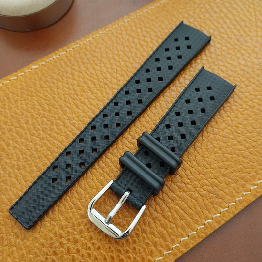 18mm FKM Rubber Black Tropical Vintage Style Diver Watch Strap