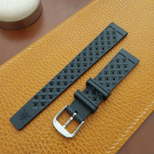 18mm FKM Rubber Black Tropical Vintage Style Diver Watch Strap