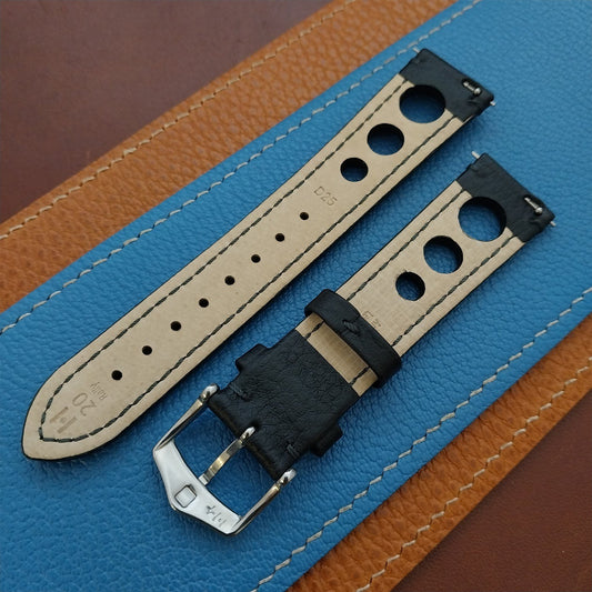 20mm Hirsch Rally Black Buffalo Leather Unused 20/18 Watch Band
