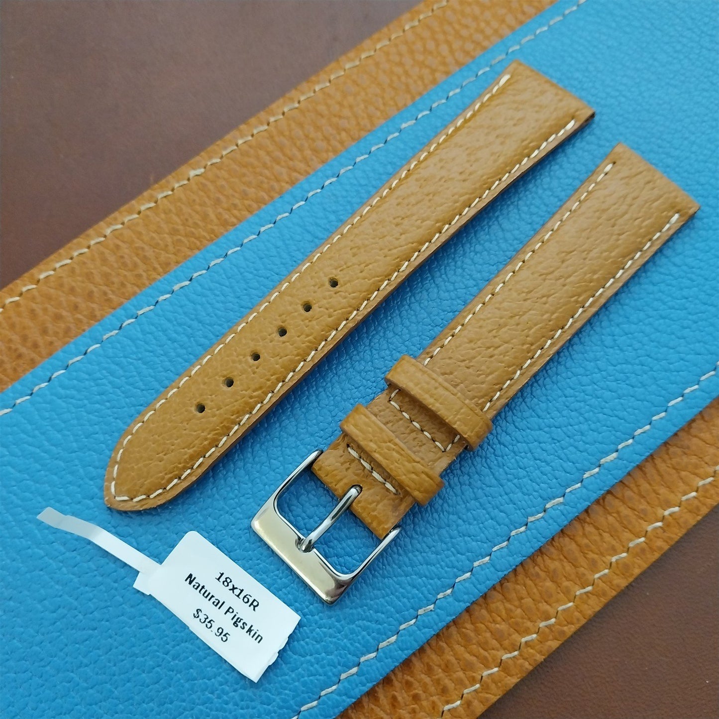 18mm Fleurus France Pigskin Slim Tapered 18/16 Watch Strap