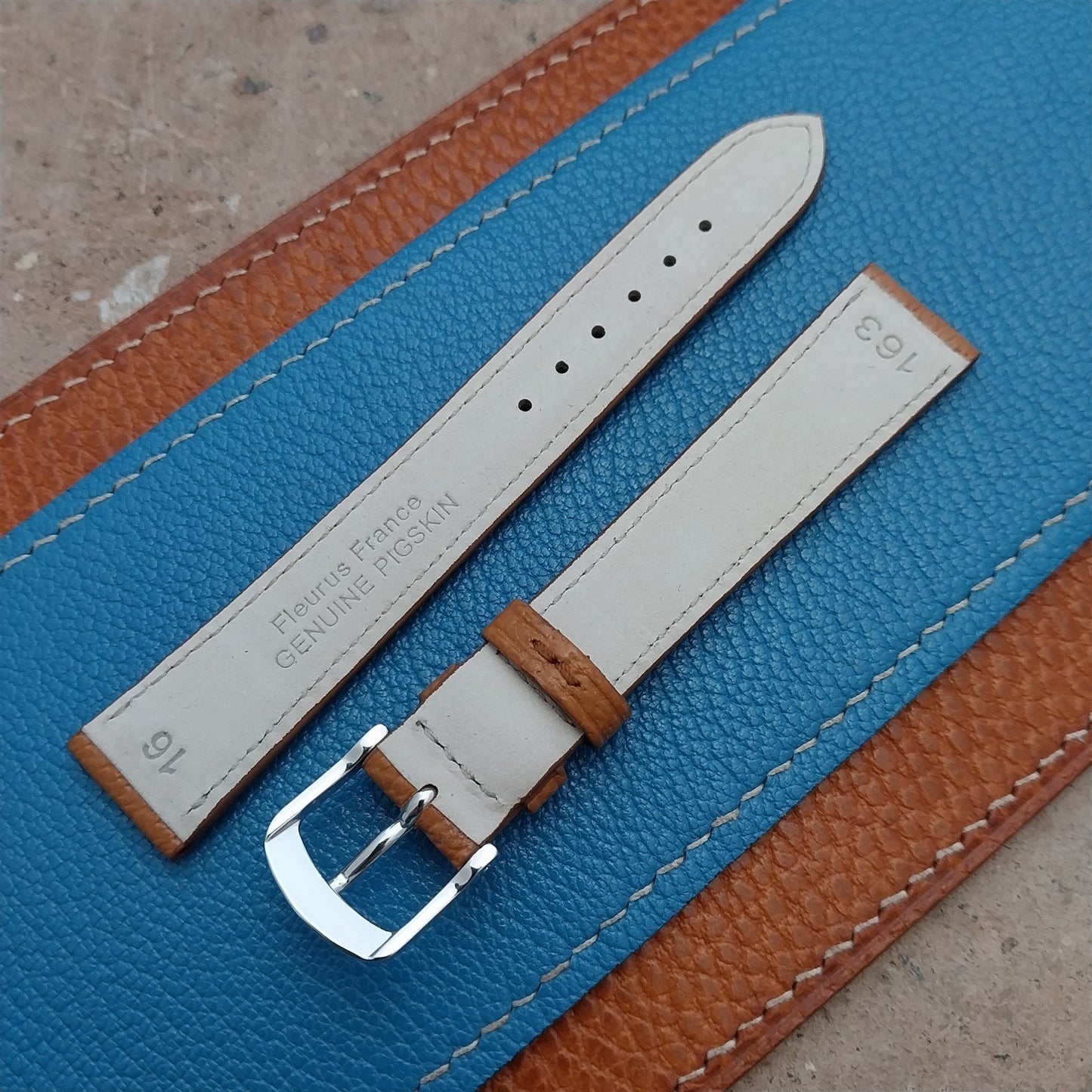 16mm Fleurus France Pigskin Slim Tapered 16/14 Watch Strap