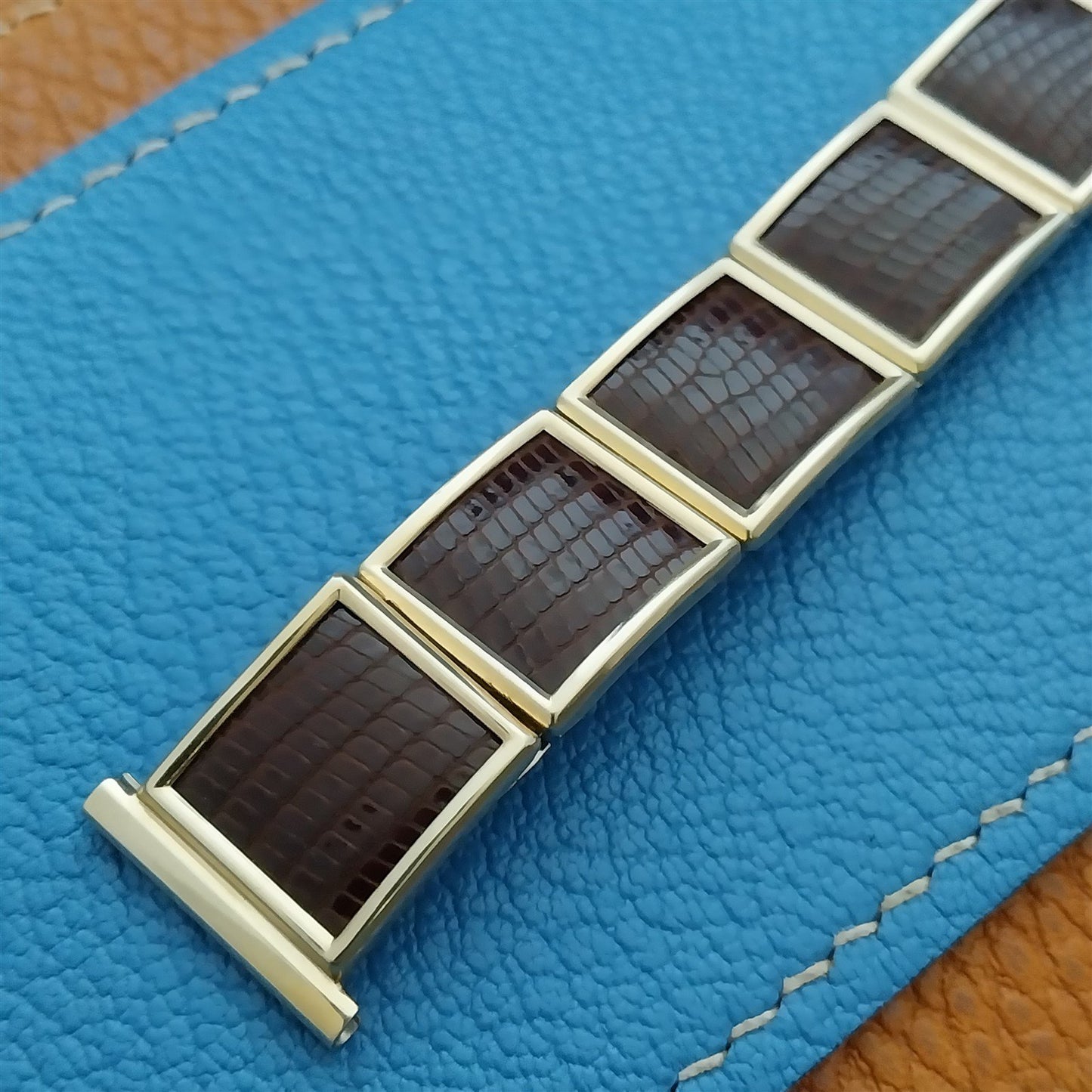 Vintage Lizard & Gold-Fill Long Speidel Leatha Elegance 1950s Unused Watch Band