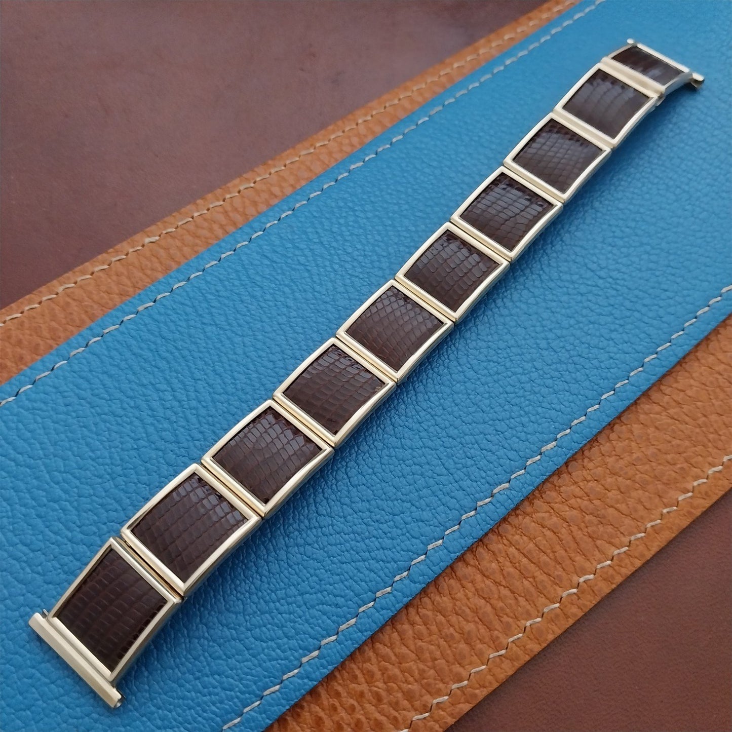 Vintage Lizard & Gold-Fill Long Speidel Leatha Elegance 1950s Unused Watch Band