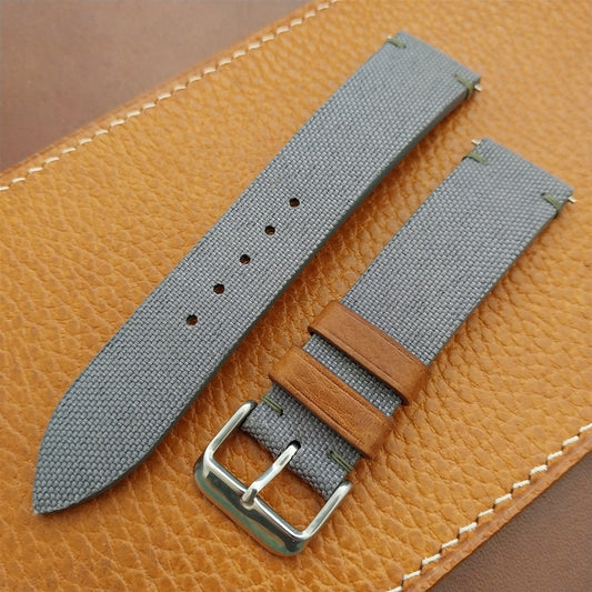 20mm HDStraps Gray Canvas & Leather Unused 20/18 Watch Strap