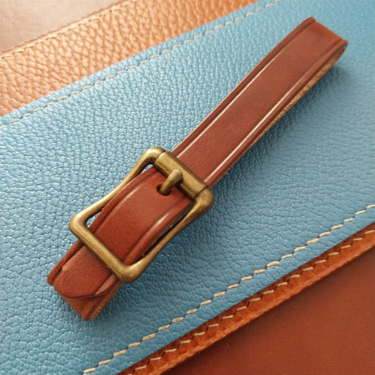 1/2" Brown Harness Leather Watch Fob Strap & Antique Brass Finish Buckle