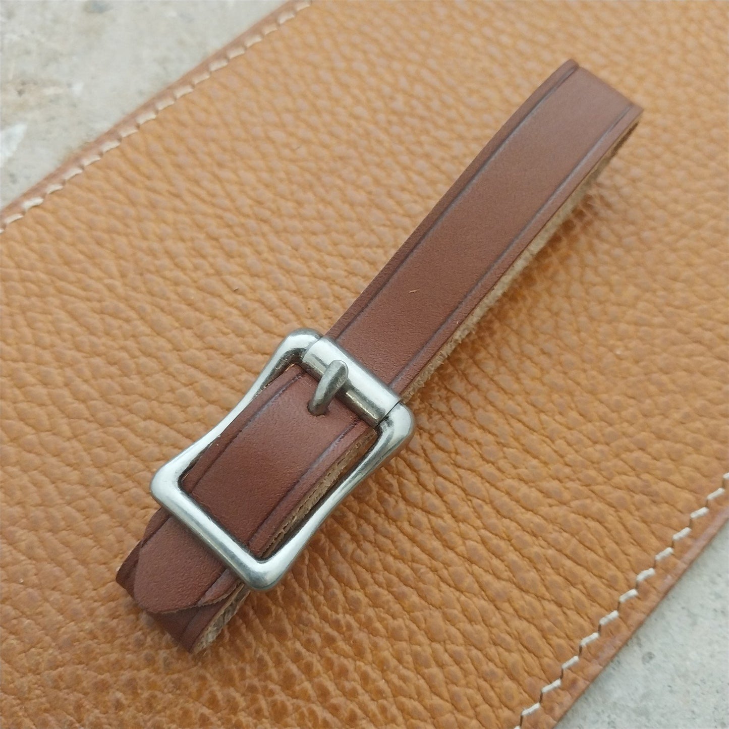 1/2" Brown English Bridle Leather Watch Fob Strap & Antique Nickel Finish Buckle