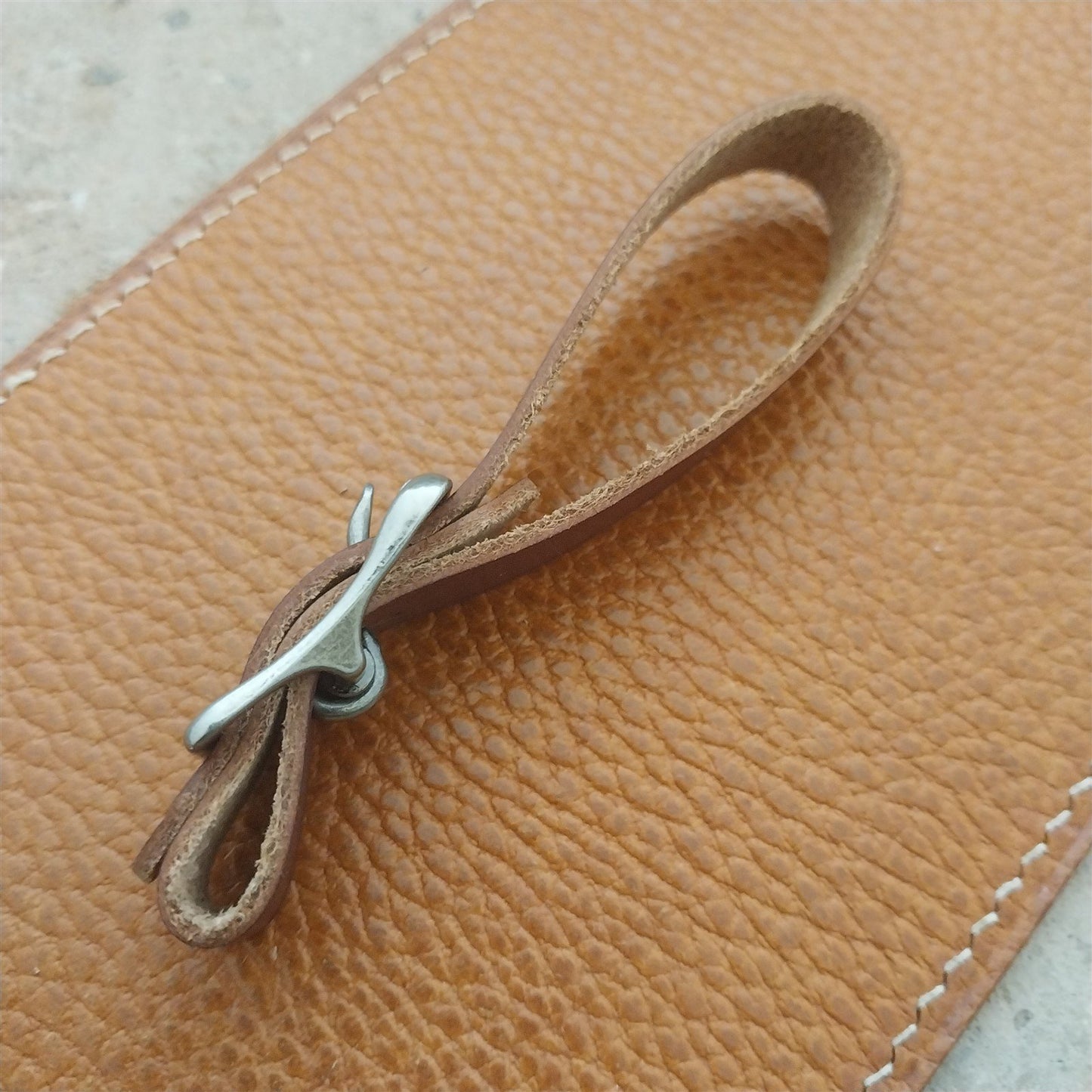 1/2" Brown English Bridle Leather Watch Fob Strap & Antique Nickel Finish Buckle