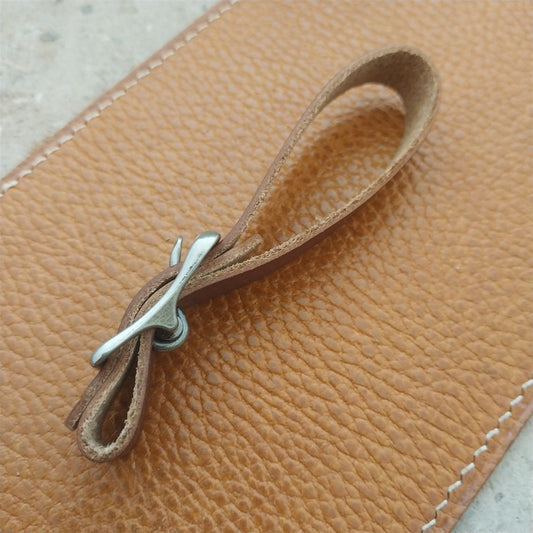 1/2" Brown English Bridle Leather Watch Fob Strap & Antique Nickel Finish Buckle