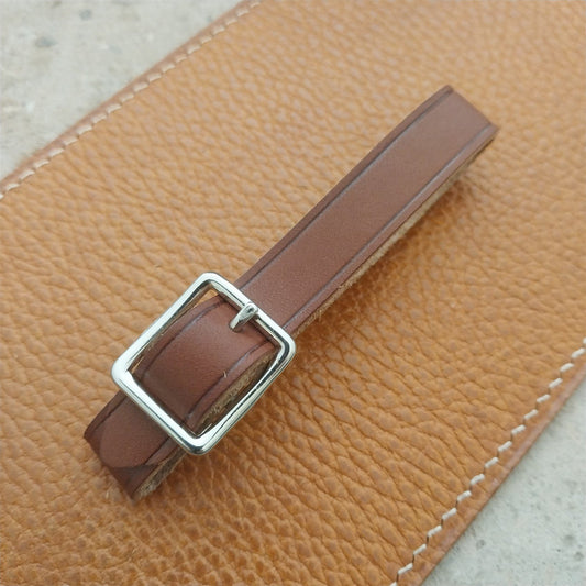 1/2" Brown English Bridle Leather Watch Fob Strap & Polished Nickel Finish Buckle