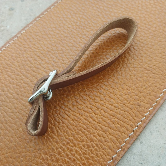 1/2" Brown English Bridle Leather Watch Fob Strap & Polished Nickel Finish Buckle