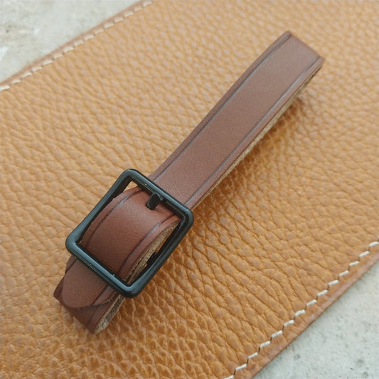 1/2" Brown English Bridle Leather Watch Fob Strap & Black Finish Buckle