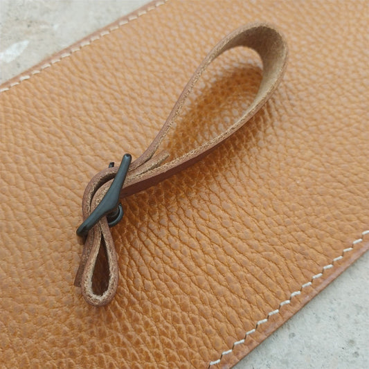 1/2" Brown English Bridle Leather Watch Fob Strap & Black Finish Buckle