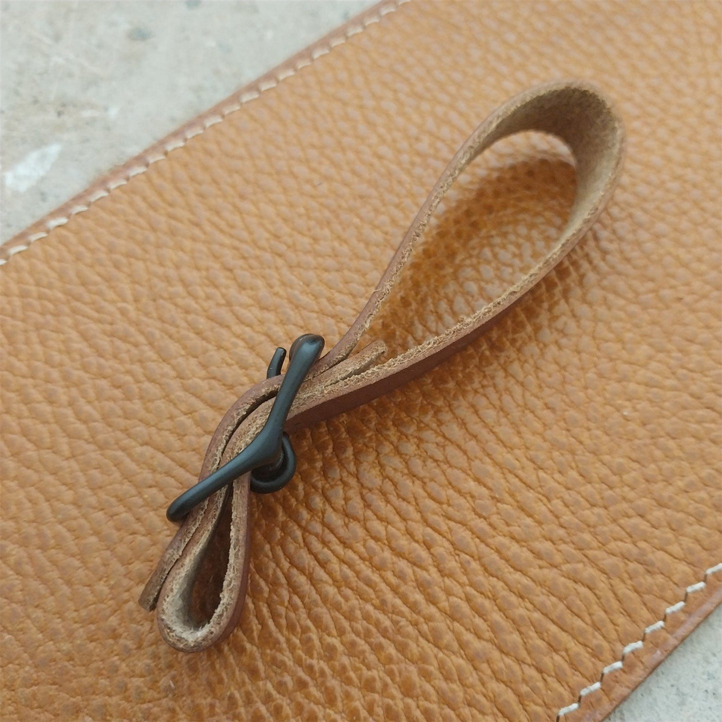 1/2" Brown English Bridle Leather Watch Fob Strap & Black Finish Buckle