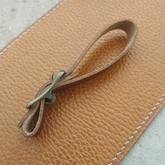 1/2" Brown English Bridle Leather Watch Fob Strap & Antique Brass Finish Buckle