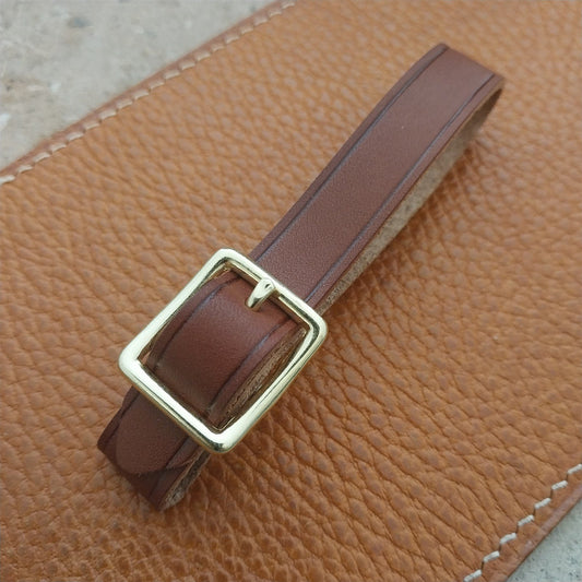 1/2" Brown English Bridle Leather Watch Fob Strap & Polished Brass Finish Buckle