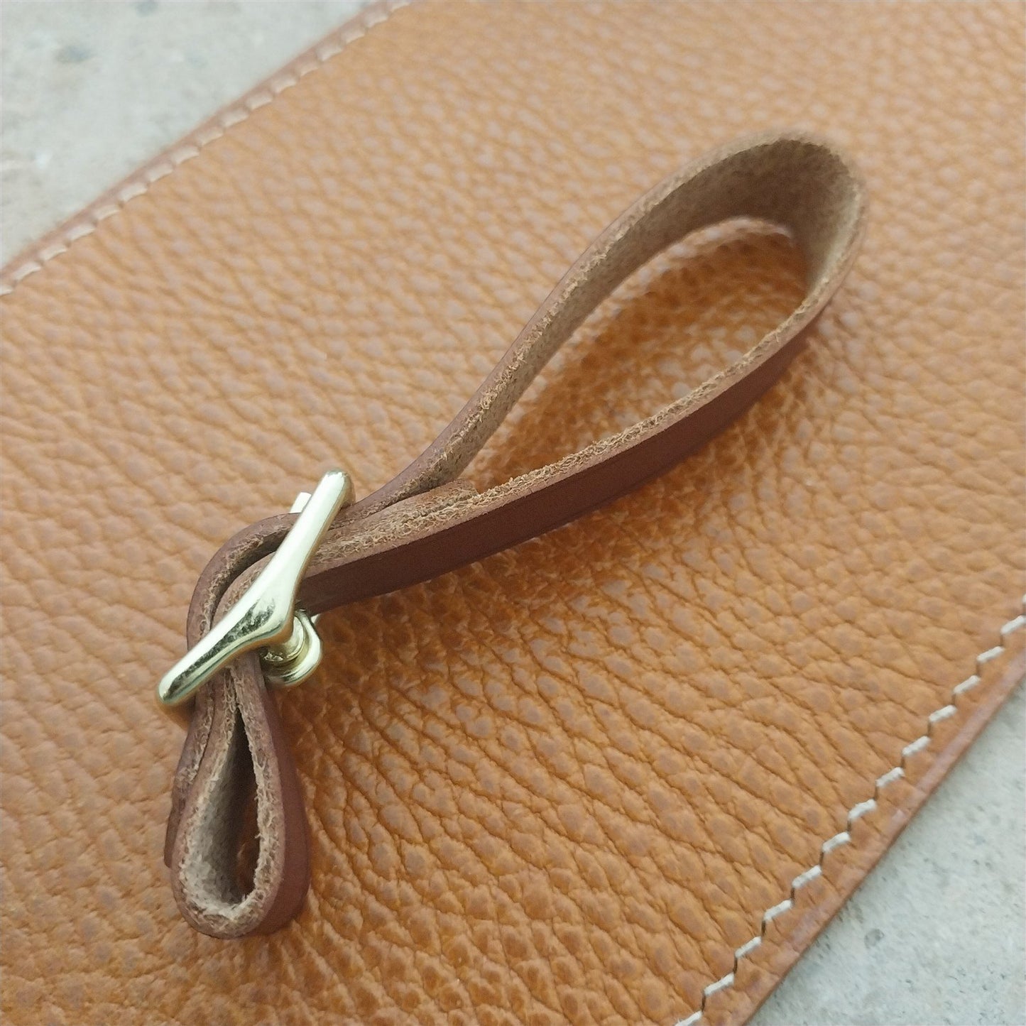 1/2" Brown English Bridle Leather Watch Fob Strap & Polished Brass Finish Buckle