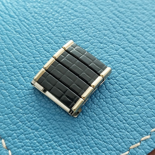 4 Unused Speidel Twistoflex Romunda Black & Gold Fill Vintage Watch Band Links