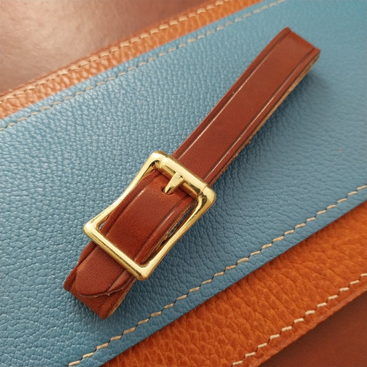 1/2" Brown Harness Leather Watch Fob Strap & Polished Brass Finish Buckle