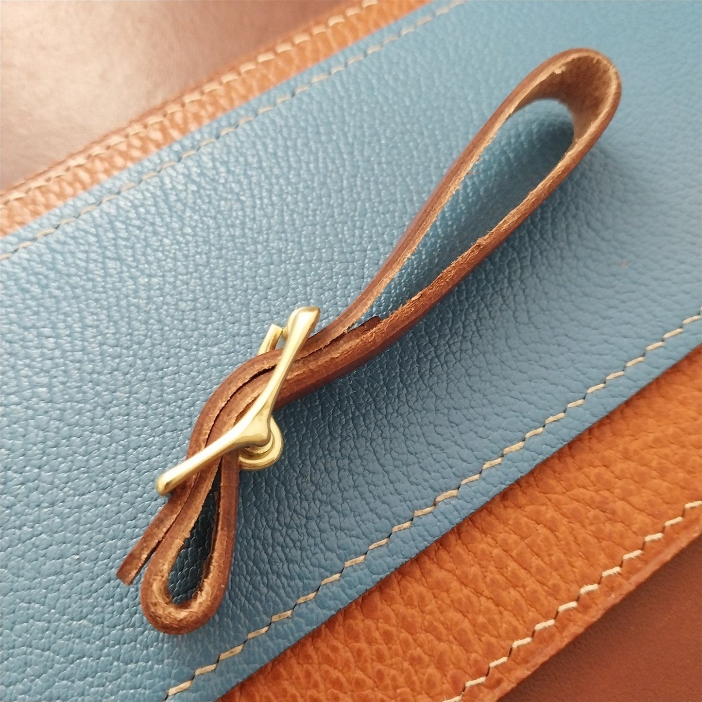 1/2" Brown Harness Leather Watch Fob Strap & Polished Brass Finish Buckle