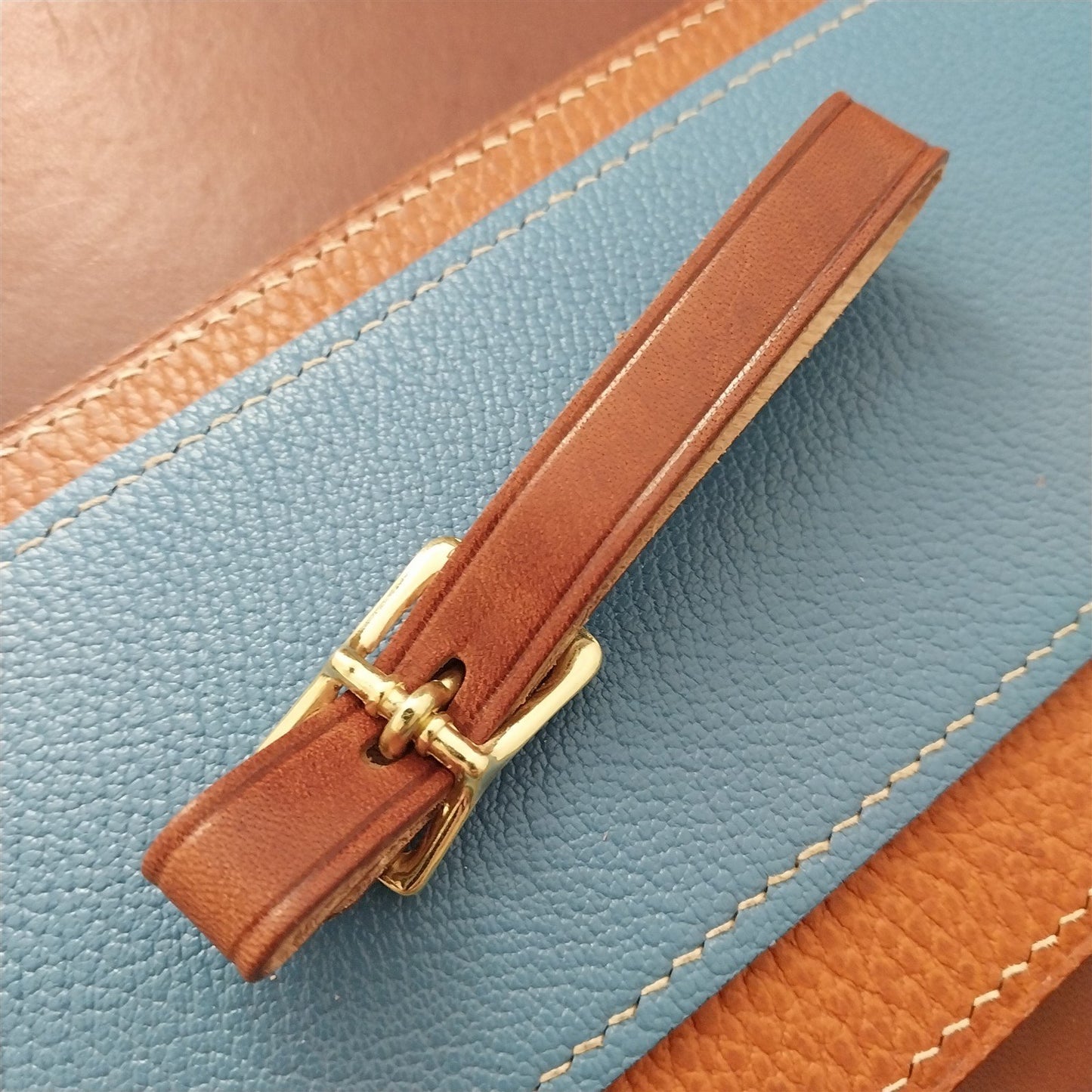 1/2" Brown Harness Leather Watch Fob Strap & Polished Brass Finish Buckle