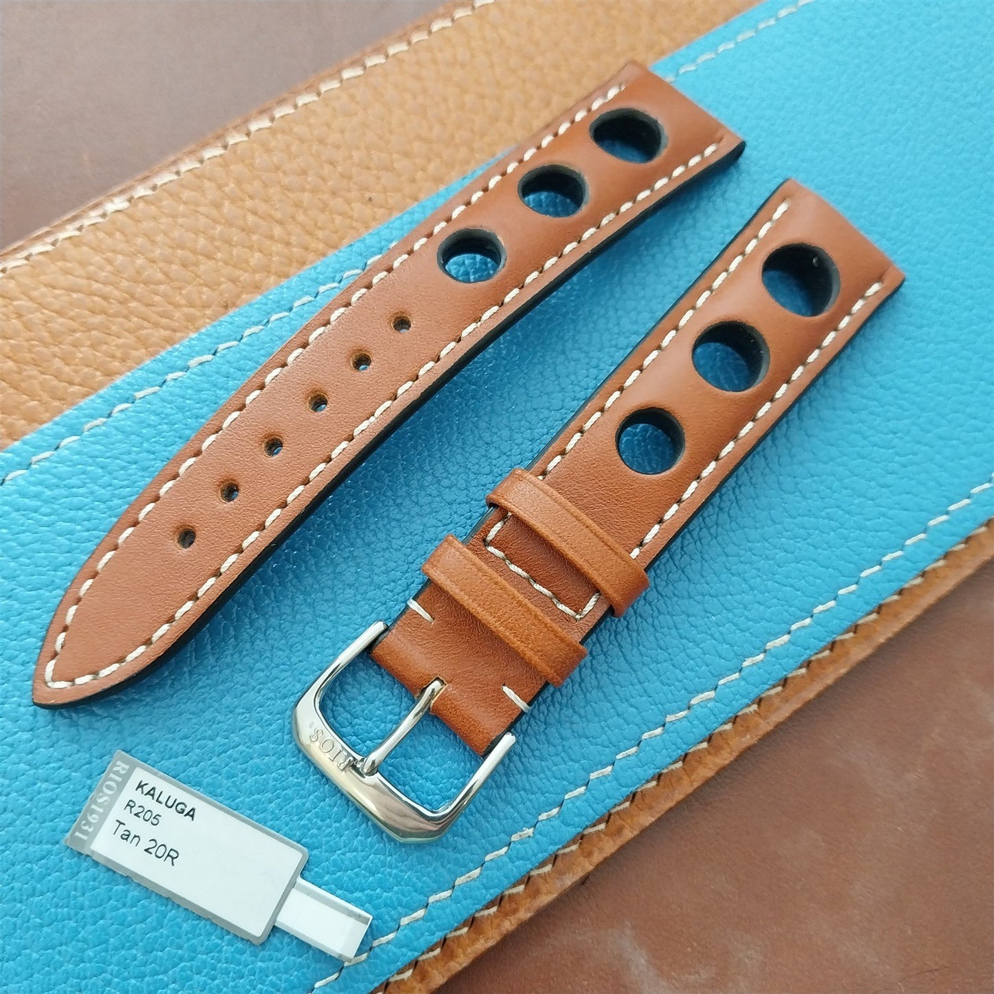 20mm Rios Rally Cognac Kaluga Leather Unused Tapered 20/18 Watch Band