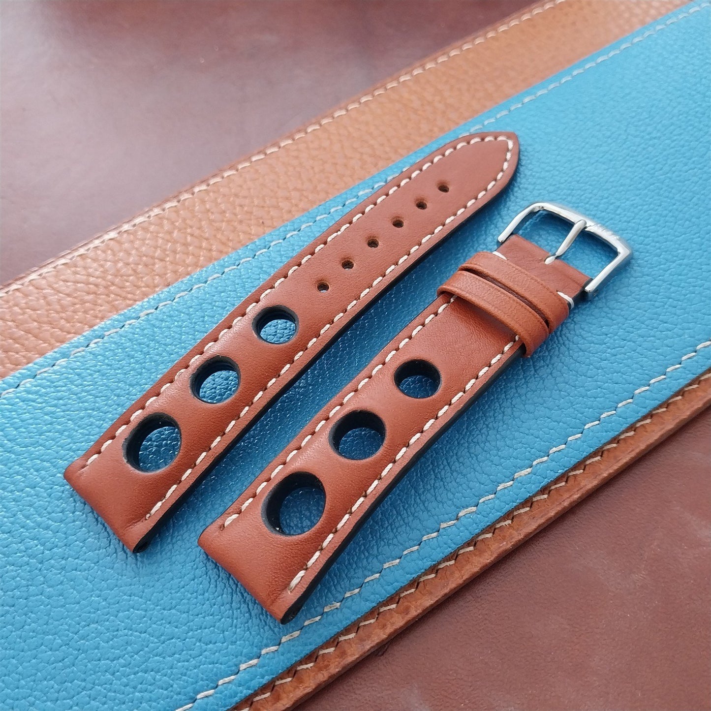 20mm Rios Rally Cognac Kaluga Leather Unused Tapered 20/18 Watch Band