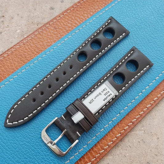 20mm Rios Rally Mocha Brown Kaluga Leather Unused Tapered 20/18 Watch Band