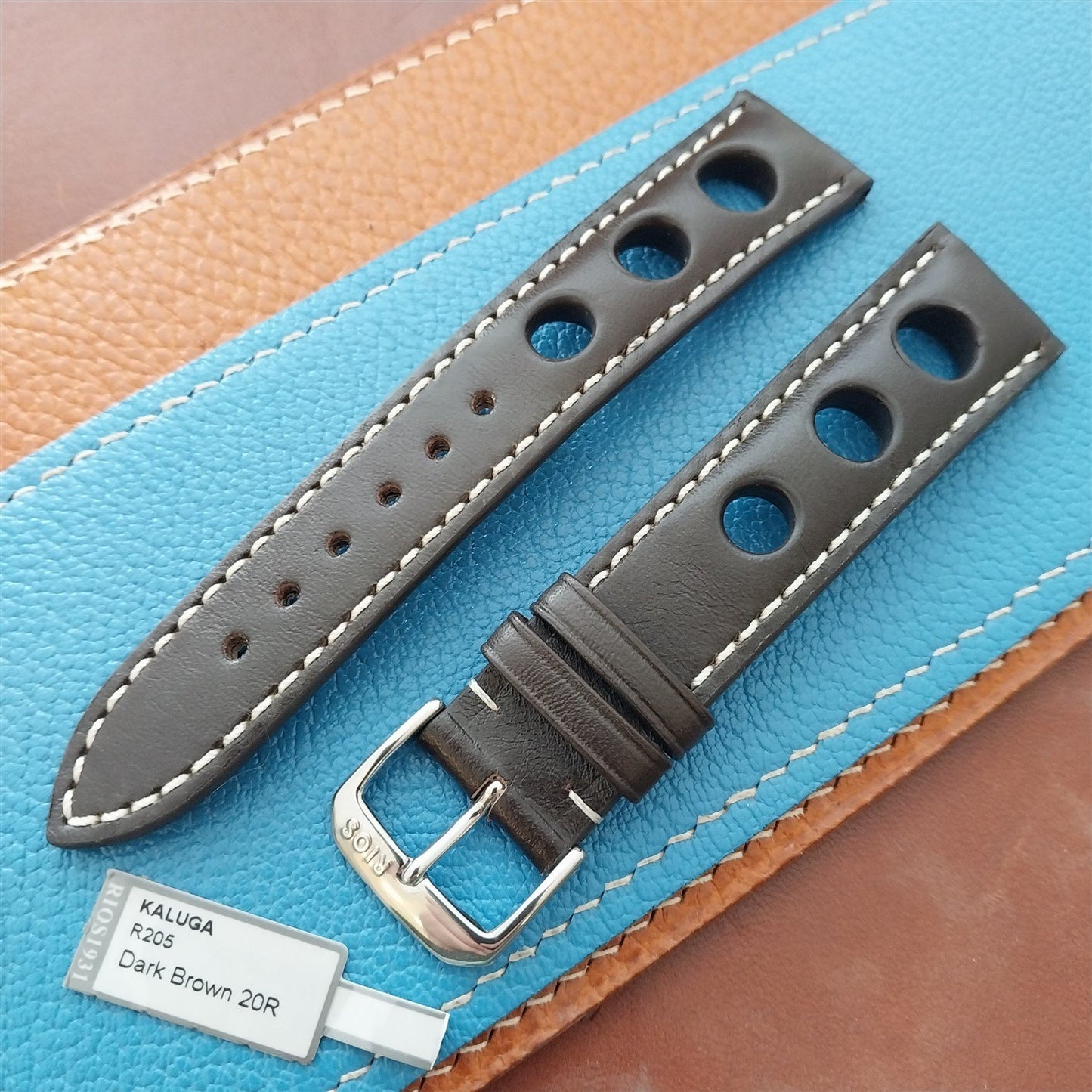 20mm Rios Rally Mocha Brown Kaluga Leather Unused Tapered 20/18 Watch Band