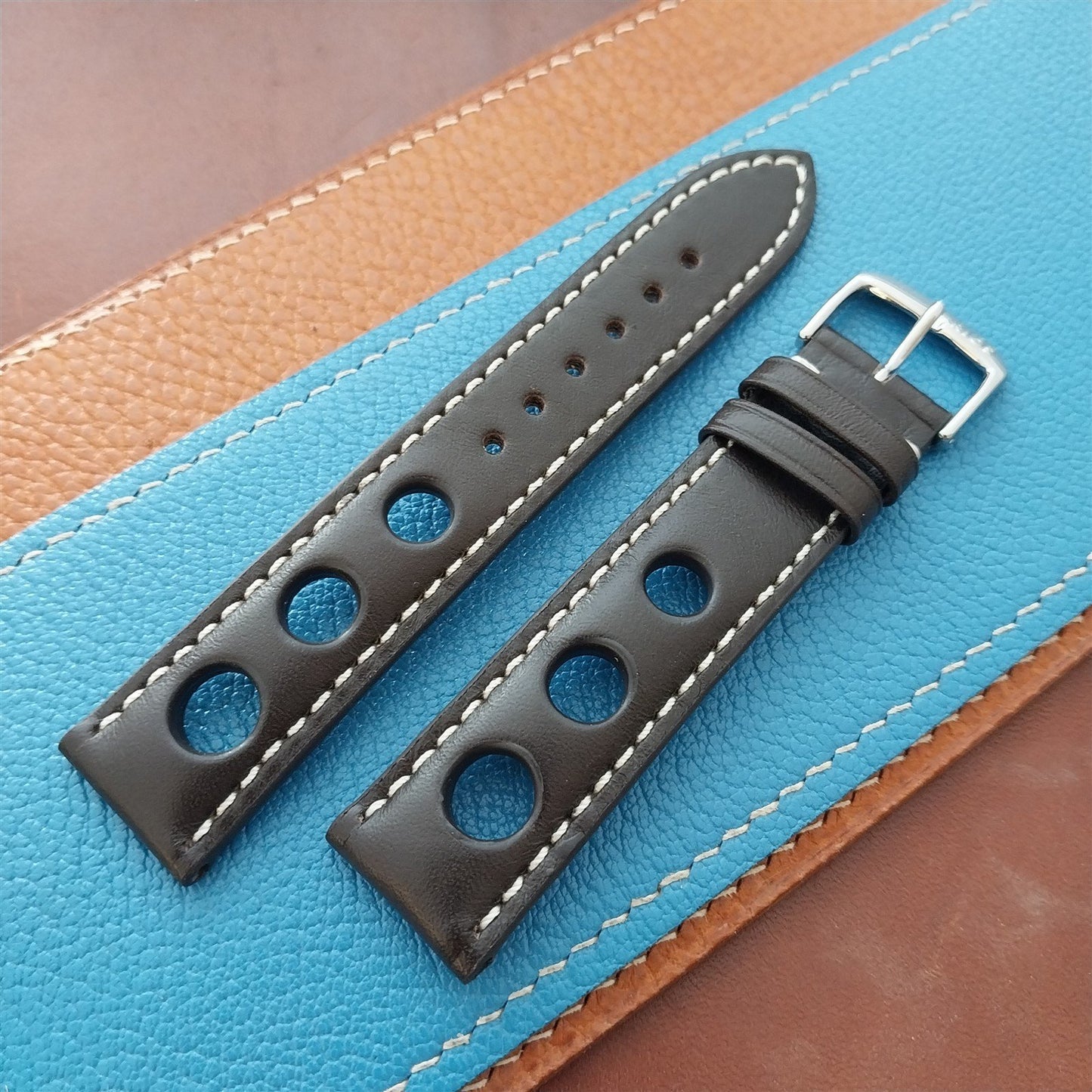 20mm Rios Rally Mocha Brown Kaluga Leather Unused Tapered 20/18 Watch Band