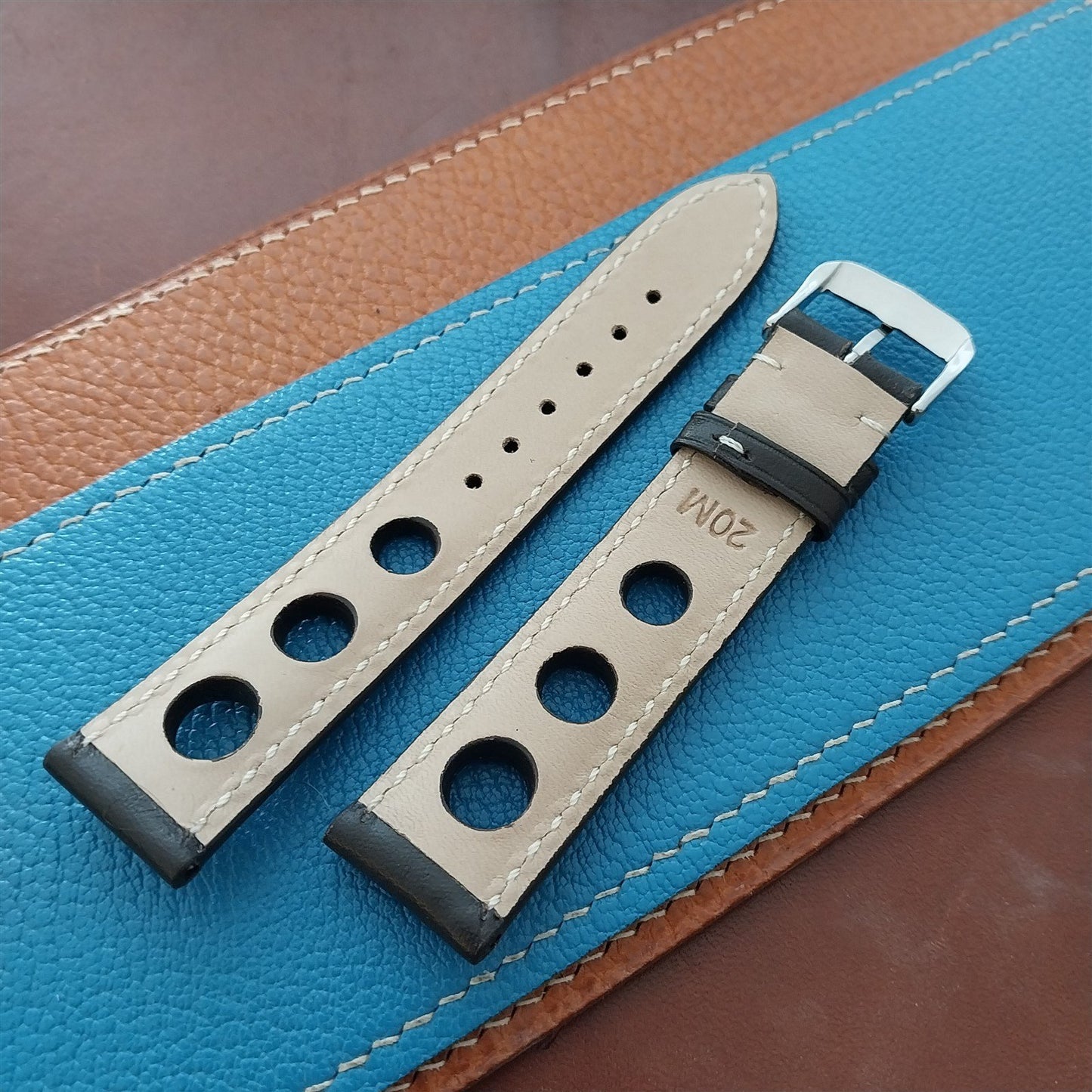 20mm Rios Rally Mocha Brown Kaluga Leather Unused Tapered 20/18 Watch Band