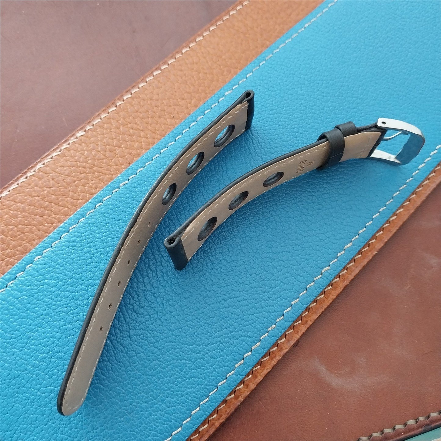 20mm Rios Rally Racing Mocha Brown Leather Tapered 20/18 Watch Band