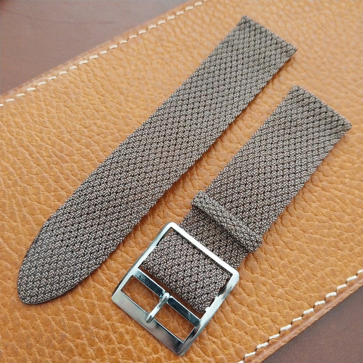 Vintage 20mm Braided Perlon 2piece Brown Melange 1960s Classic Field Watch Strap