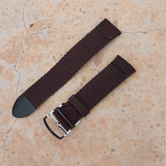 Vintage 18mm Perlon 2pc Black & Red Melange 1960s Classic Watch Strap