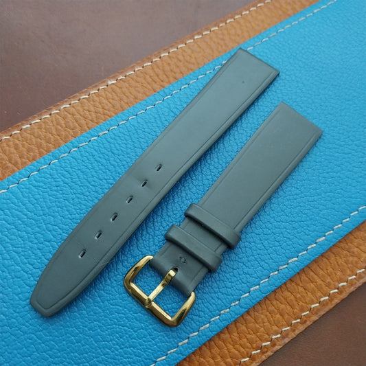 1960s 17.6mm Gray Leather Classic Tapered 2-Keeper Unused Vintage Watch Strap
