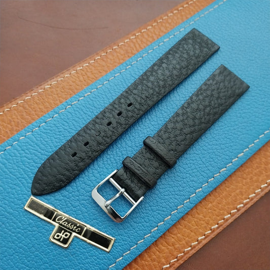 1960s 18mm Black Leather Classic Tapered 2-Keeper Unused Vintage Watch Strap