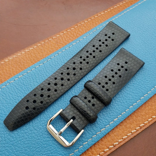 22mm Rubber Black Tropical Vintage 1960s 1970s Style Diver Watch Strap