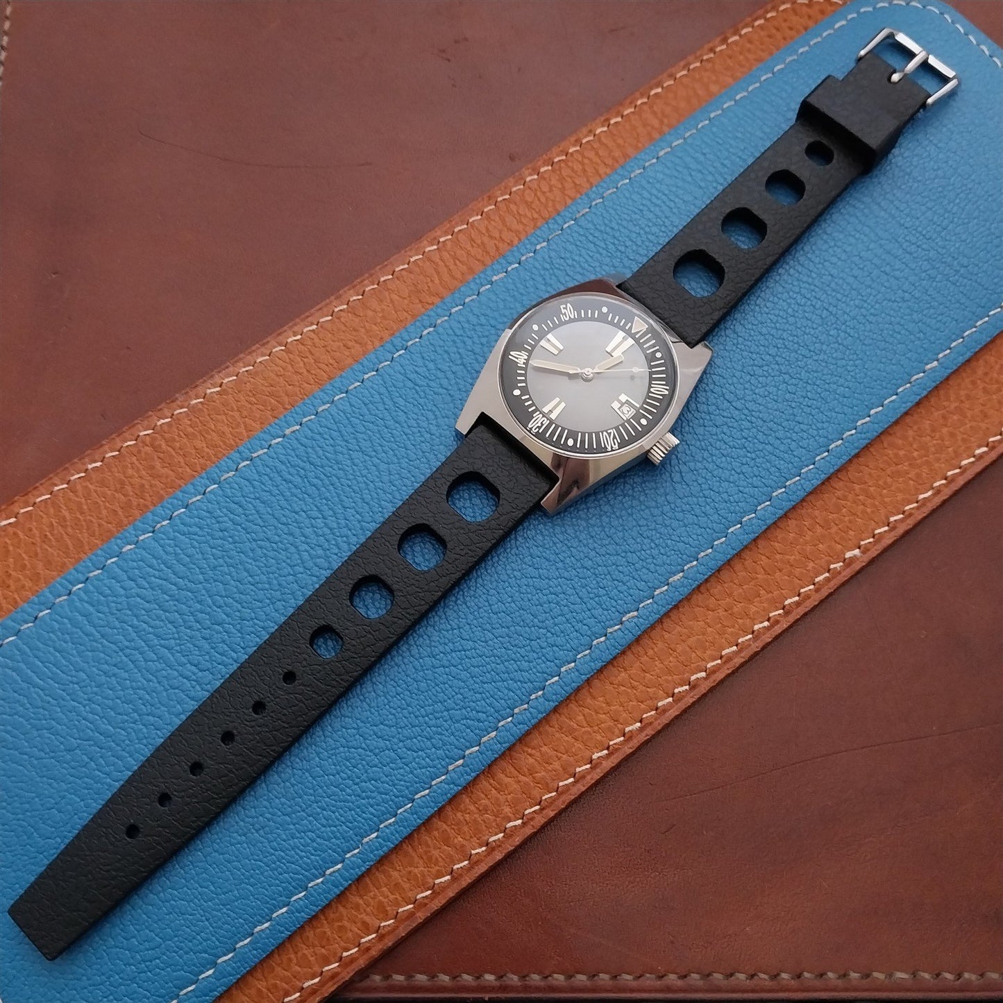 19mm TPU Rubber Black Tropical Sport Diver Rally Watch Strap