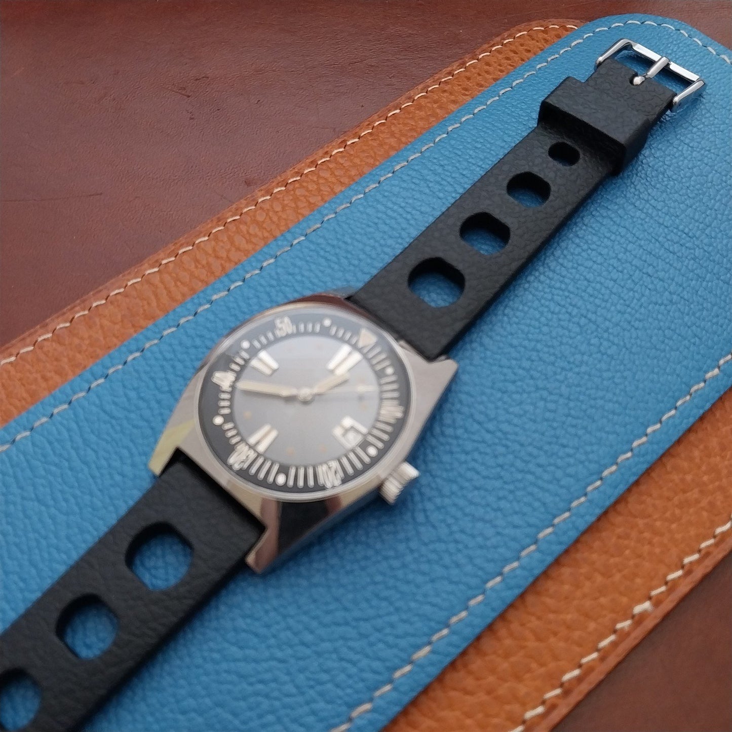 19mm TPU Rubber Black Tropical Sport Diver Rally Watch Strap