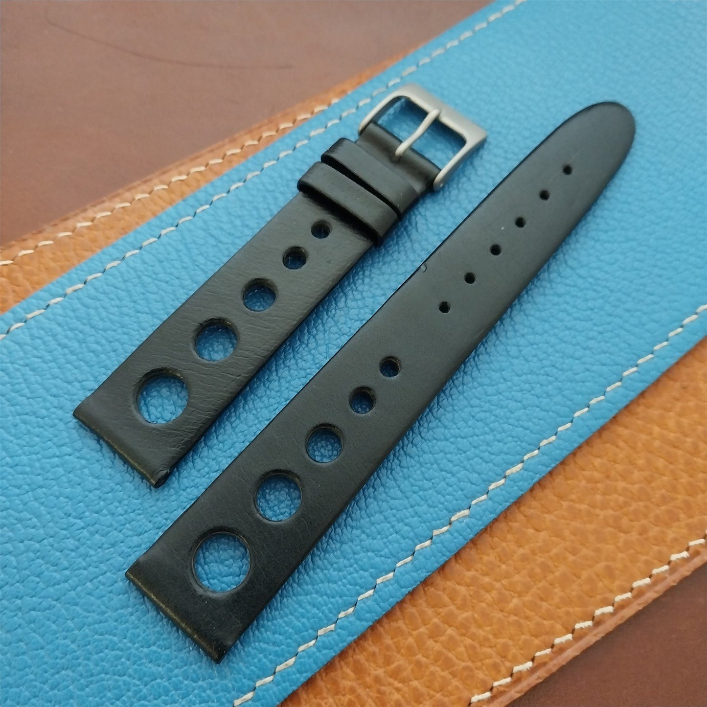 Vintage 18mm Rally GT Black Tapered Leather Hirsch Classic Unused Watch Band