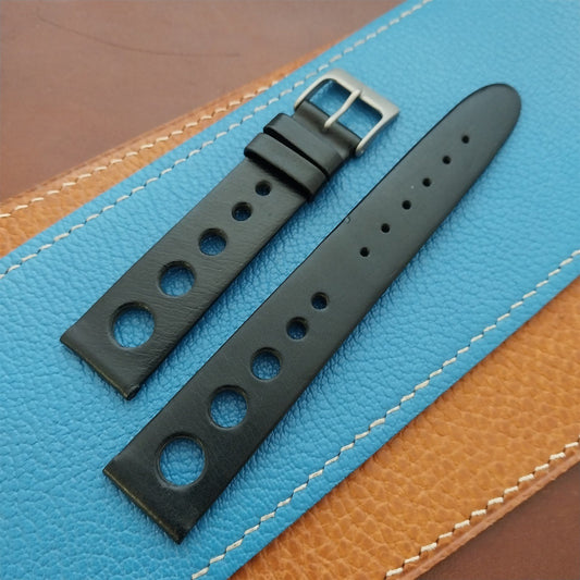 Vintage 18mm Rally GT Black Tapered Leather Hirsch Classic Unused Watch Band